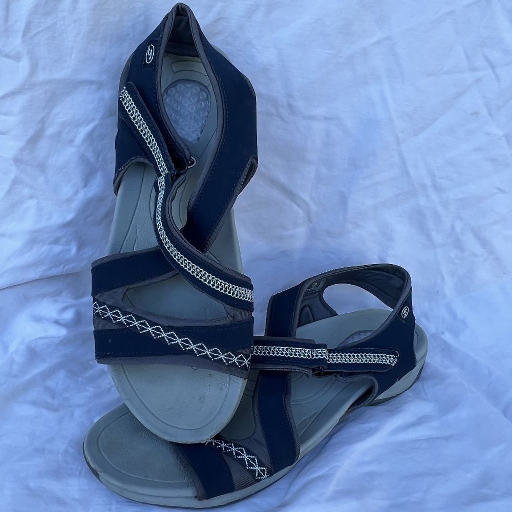 Gently used pair of Dr. Scholl's Panama women's flat sandals US Size 8.5M